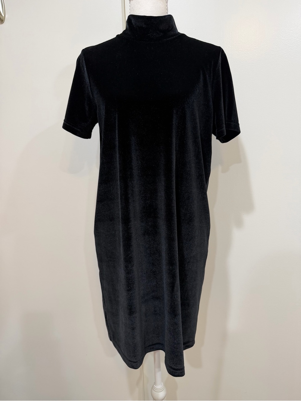 Madewell Black Velvet Mock Neck Mini Dress